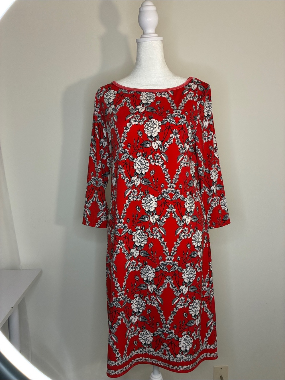 Max Studio Red and White Floral Dress